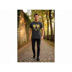 Men's TeeFury Graphic Tee L Gray Yellow Short Sleeve